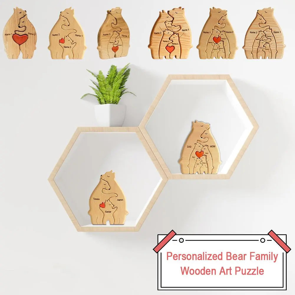 Cuddly Clan™: Personalized Wooden Art Keepsake Puzzle